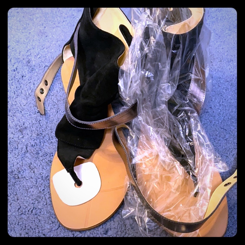 black suede sandals